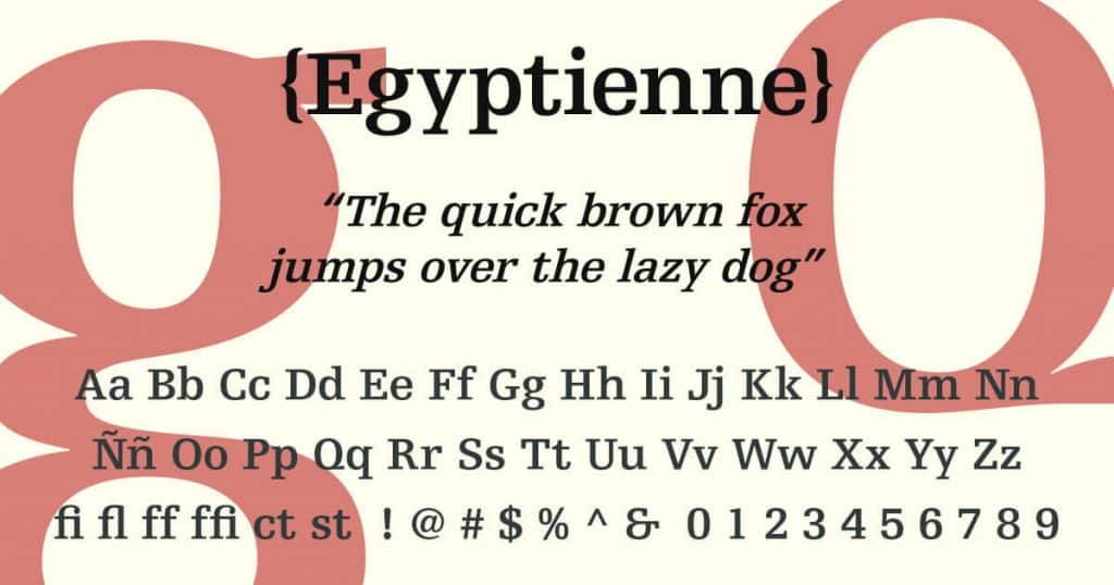Egyptienne · Tipografía