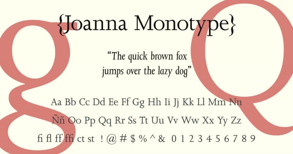 Joanna Monotype · Tipografía